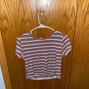 striped stretchy cotton on crop top